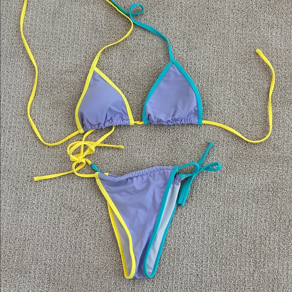 Purple and Yellow Bikini Set